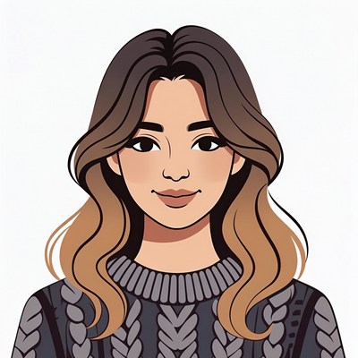 Asian woman in sweater illustration