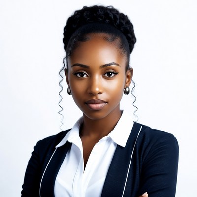 African-American woman in suit arms crossed