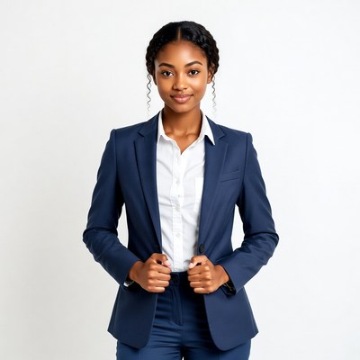 African-American woman in navy suit
