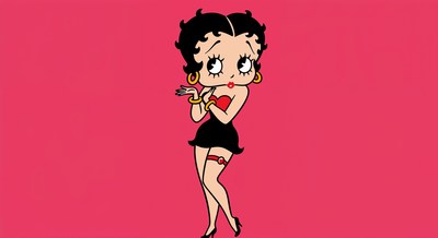 Betty Boop standing on pink background