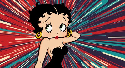 Betty Boop winking with colorful rays