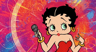 Betty Boop singing with microphone