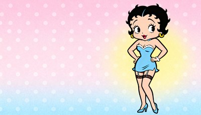 Betty Boop in blue dress standing