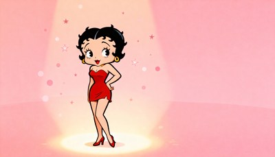 Betty Boop in red dress spotlight