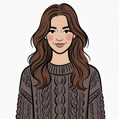 Asian woman in sweater illustration