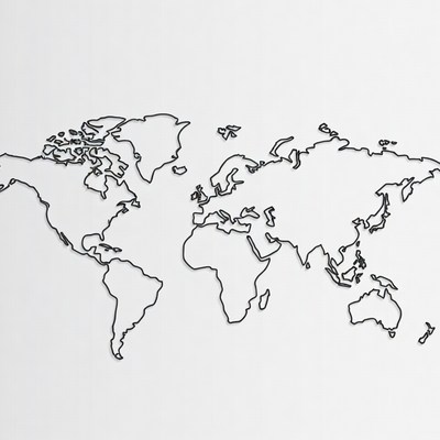 Black Outline World Map