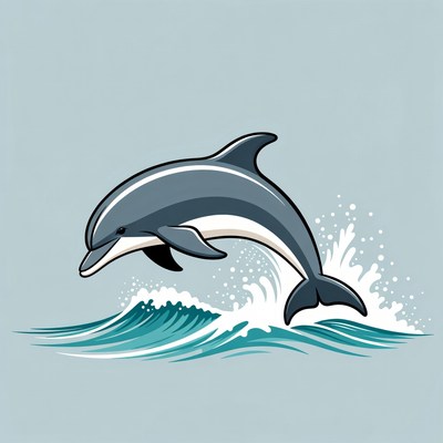 Dolphin jumping over waves