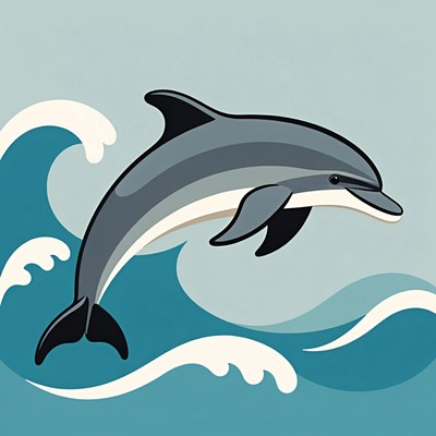 Dolphin jumping over waves