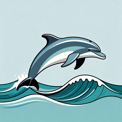 Dolphin jumping over waves
