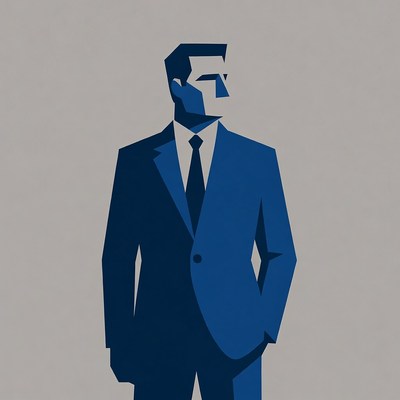 Man in Blue Suit Standing