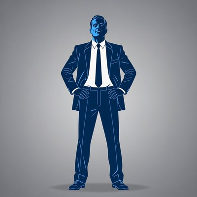 Businessman standing with hands on hips