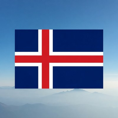 Icelandic Flag over Mountains