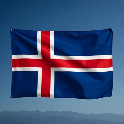 Icelandic Flag on Blue Sky