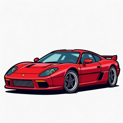 Red Ferrari F50 Sports Car Illustration
