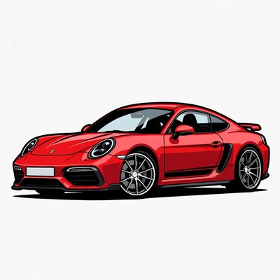 Red Porsche 718 Cayman Illustration