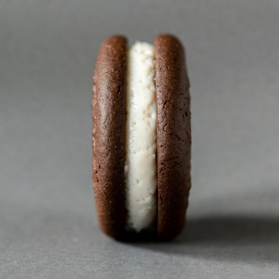 Chocolate cookie with white cream filling