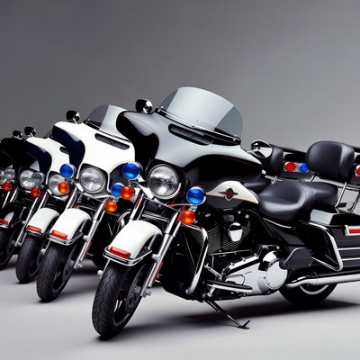 Row of Police Motorcycles