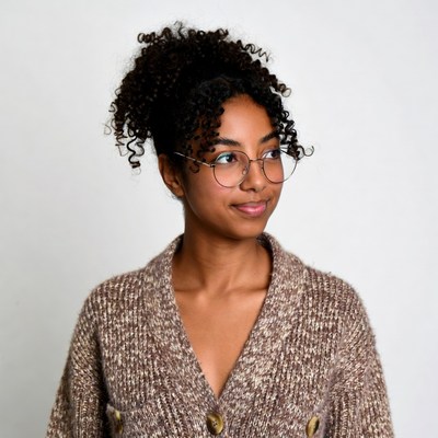 Smiling African-American woman with curly hair
