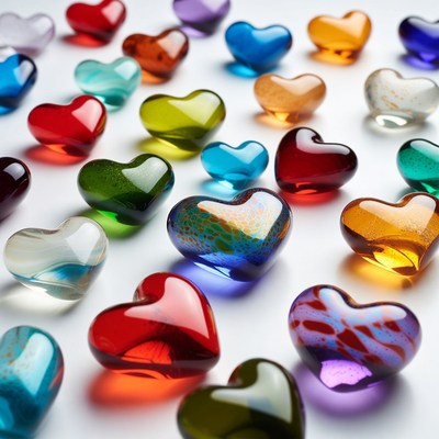 Colorful Glass Heart Shapes