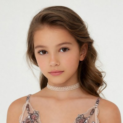 Young girl with lace choker necklace