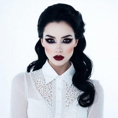 Woman with dramatic black hair makeup