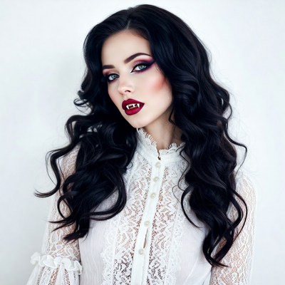 Vampire woman with fangs