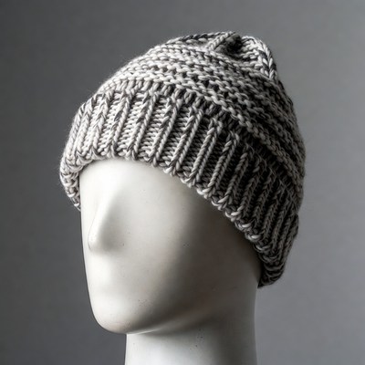 Knitted Beanie Hat on Mannequin Head