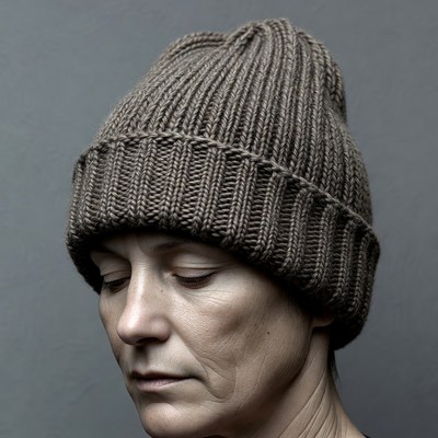 Woman wearing knit beanie hat