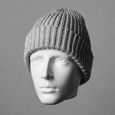 Gray Knit Beanie on Mannequin Head