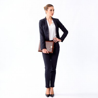 Business woman holding brown folder