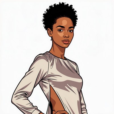 African-American woman in side-slit dress