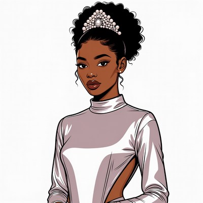 African-American woman with pearl tiara