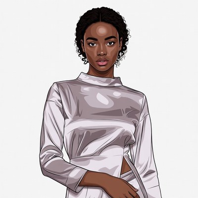 African-American woman in silver dress