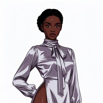 African-American woman in silver dress