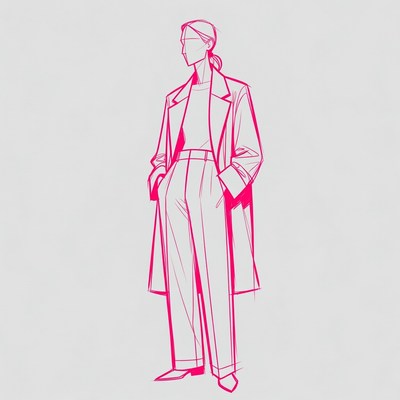 Woman in pink line art coat