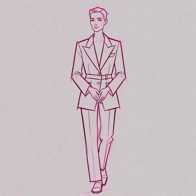 Fashion illustration of woman in suit