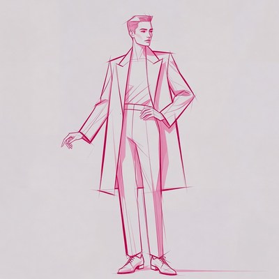 Man in stylish trench coat illustration