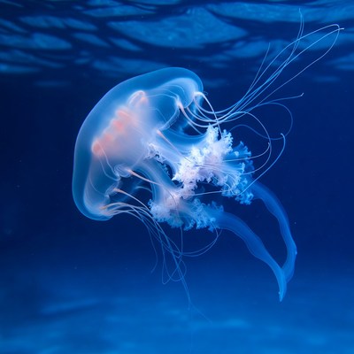 Translucent Jellyfish Floating Underwater