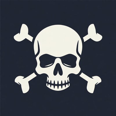 White Skull and Crossbones Symbol