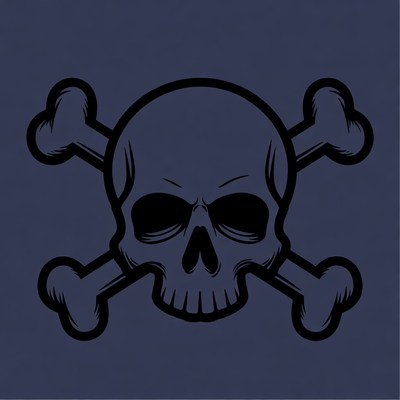 Black Skull and Crossbones Symbol