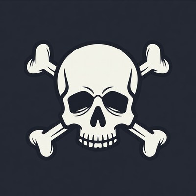 White Skull and Crossbones Symbol