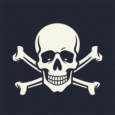 White Skull and Crossbones Symbol