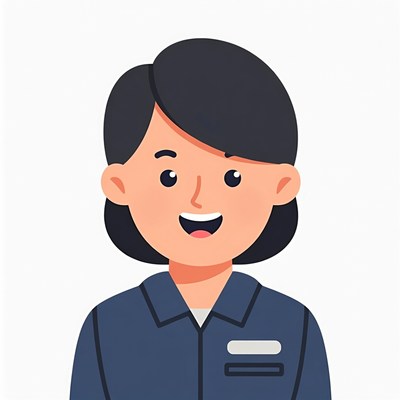 Smiling Asian woman in blue uniform