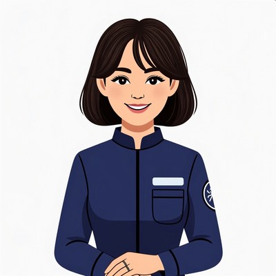 Asian woman in navy uniform