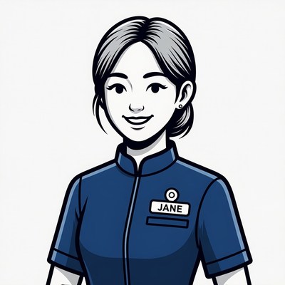 Asian woman in blue nurse uniform
