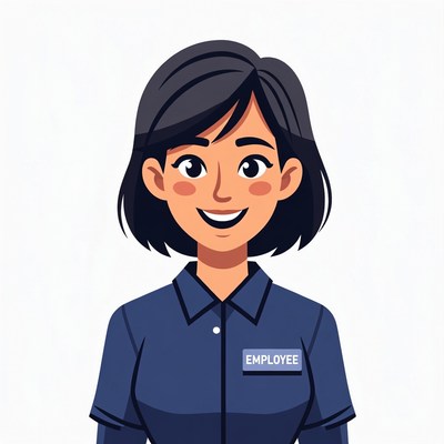 Smiling Asian employee woman illustration