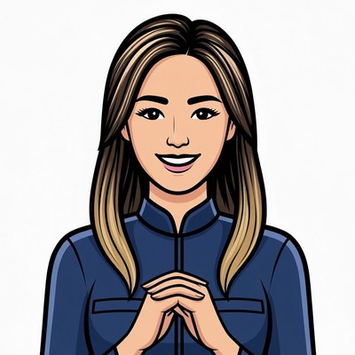 Asian woman with hands clasped illustration