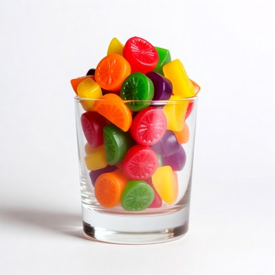 Colorful Gummy Candy in Glass