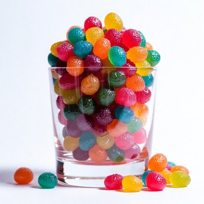 Colorful Gummy Candy in Glass Jar