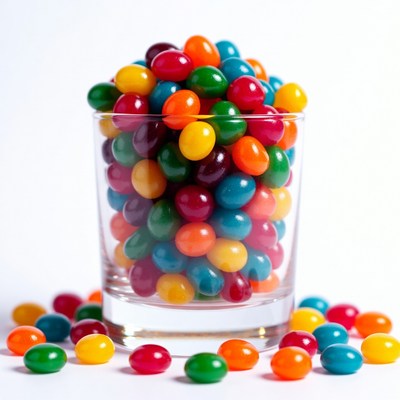 Colorful Jelly Beans in Glass
